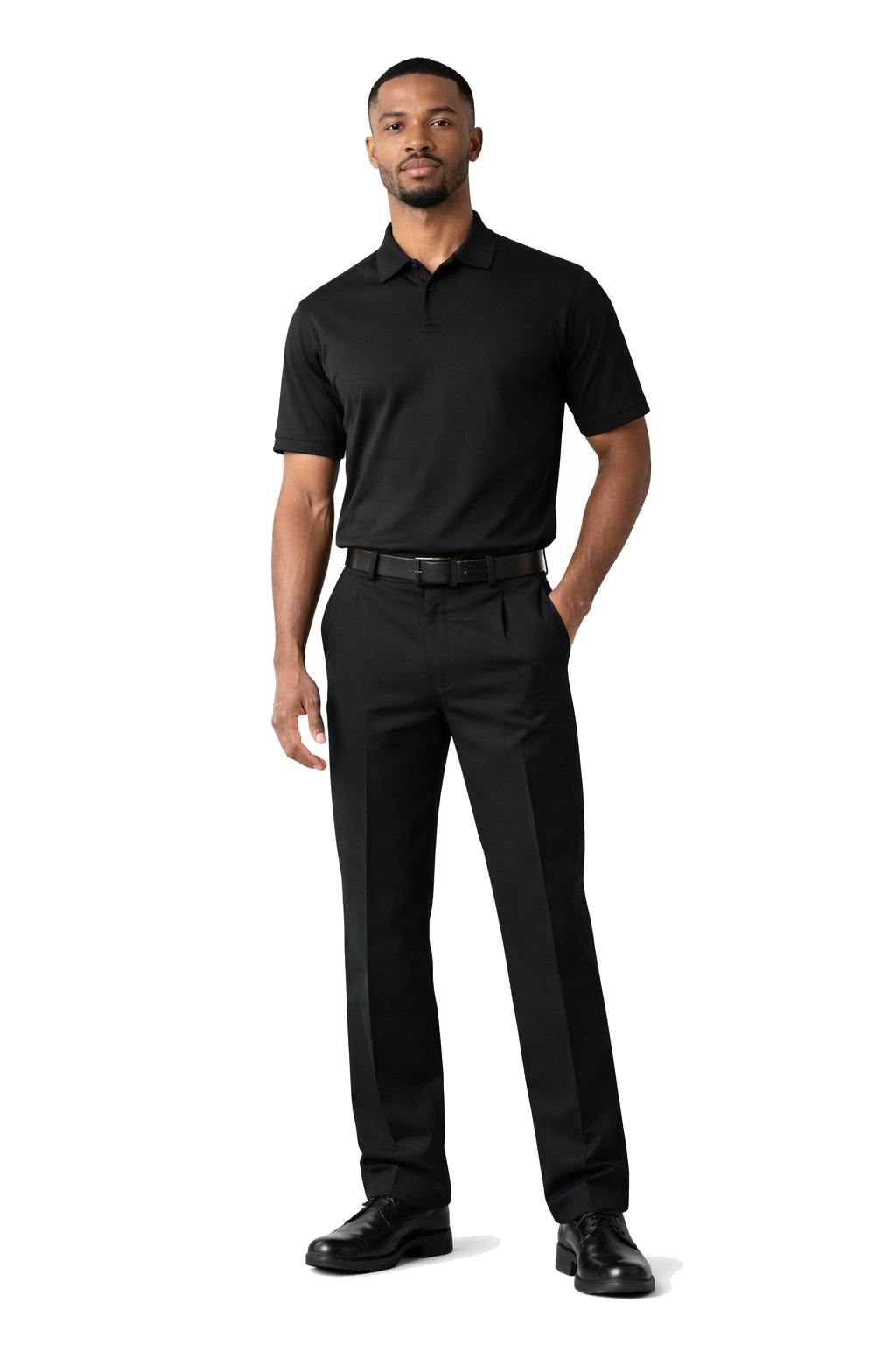 Black Polo Utility uniform example - male