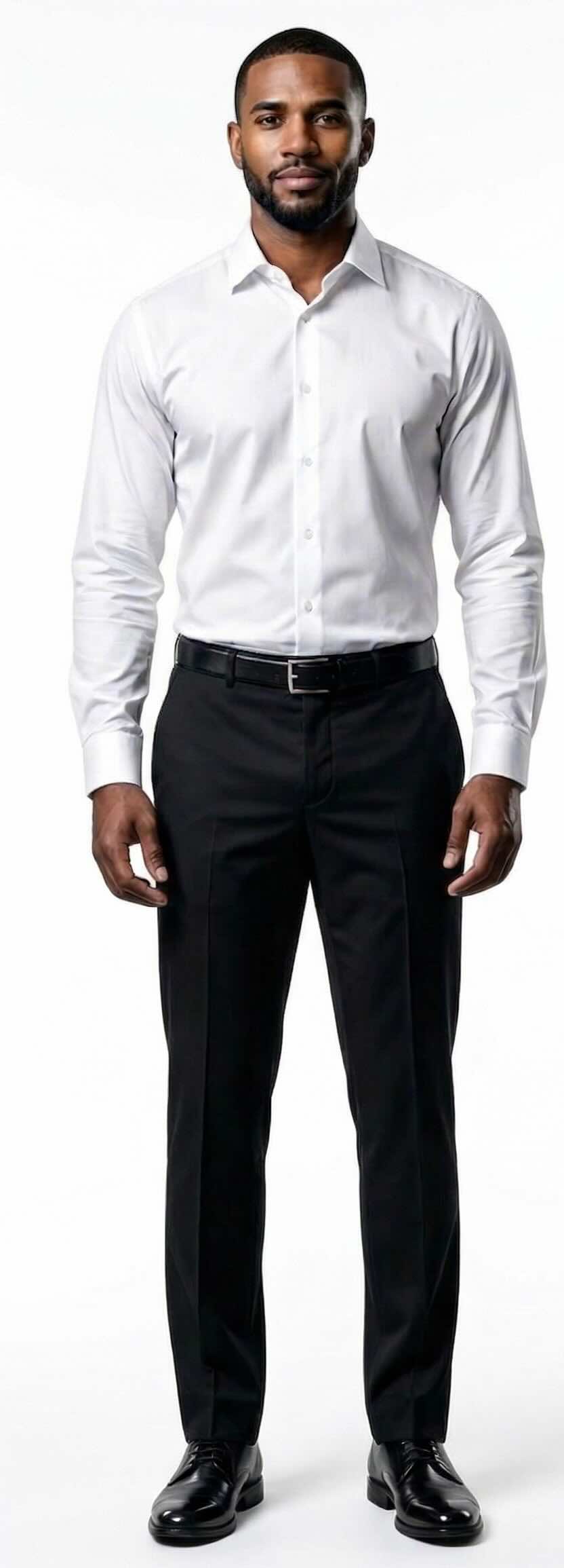 White Shirt Black Pants uniform example - male